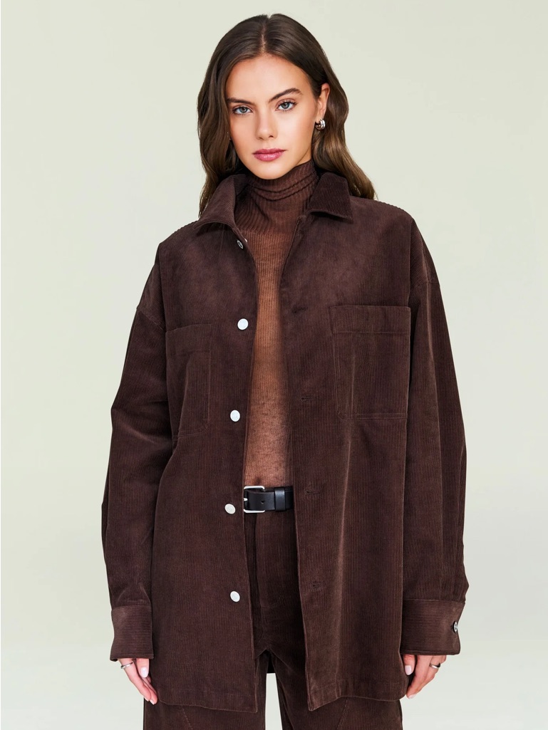 Retrofete April Corduroy Shacket - Slate Brown